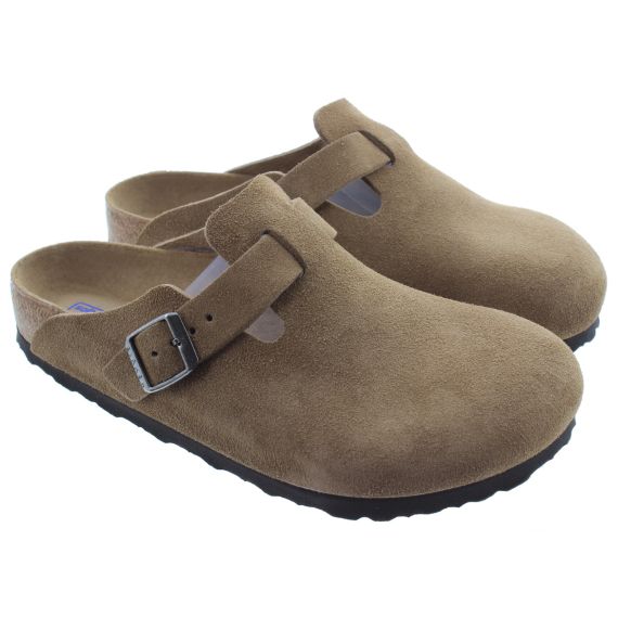 BIRKENSTOCK Adults Suede Boston Mules In Dark Tea