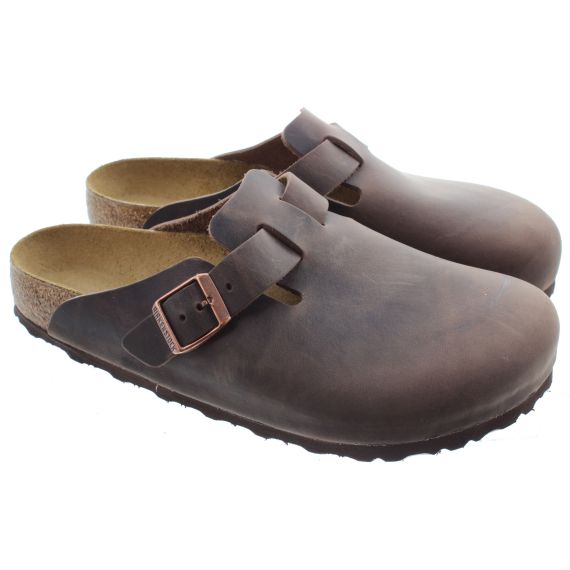 BIRKENSTOCK Adults Oiled Boston Mules In Habana Brown