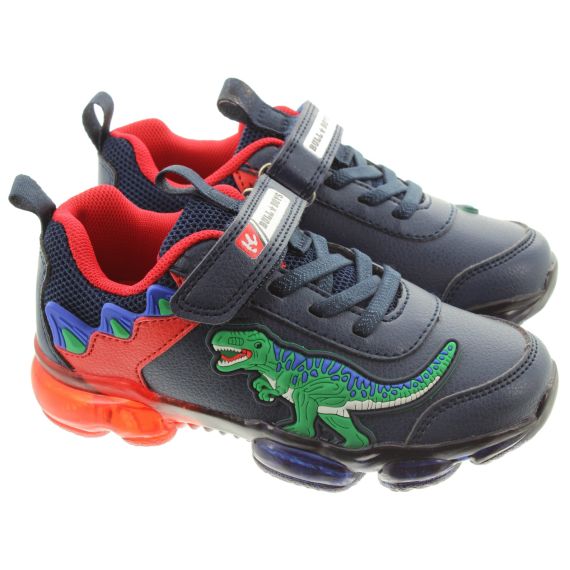 BULL BOYS Kids 2208 T Rex Flashing Light Up Trainers In Blue