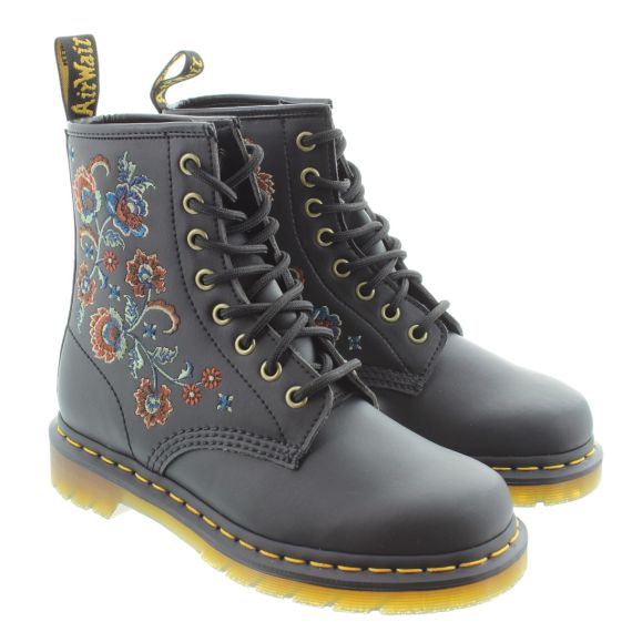 DR MARTENS Ladies 1460 Vonda Tavern Floral Genix Boots In Black
