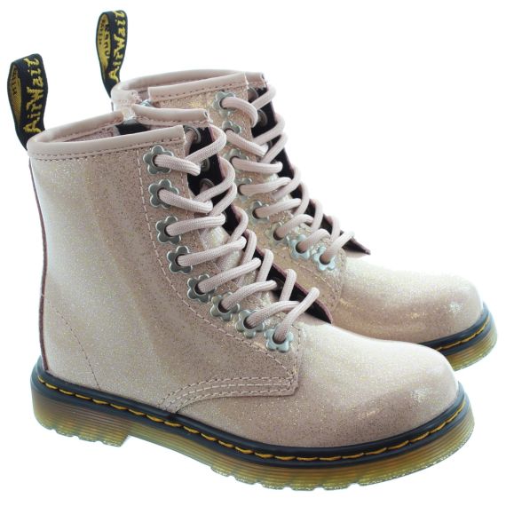DR MARTENS Kids 1460 Boots In Powder Pink Glitter