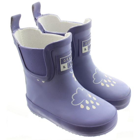 Grass And Air Kids GA311 Short Wellys In Lavender