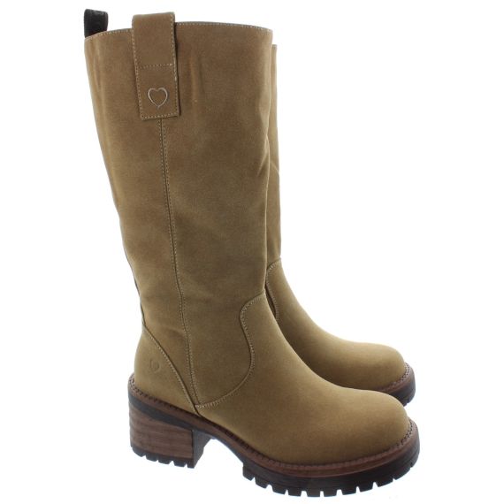 HEAVENLY FEET Ladies Evelina Heel Knee Boots In Camel