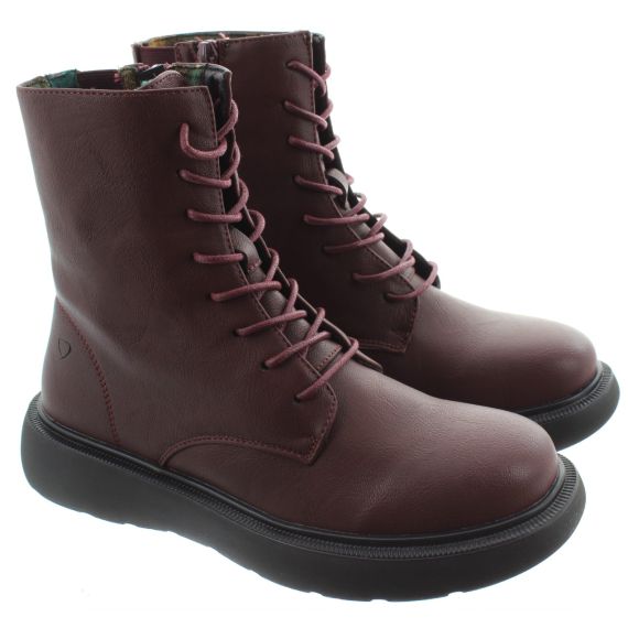 HEAVENLY FEET Ladies Fern Lace Ankle Boots In Burgundy