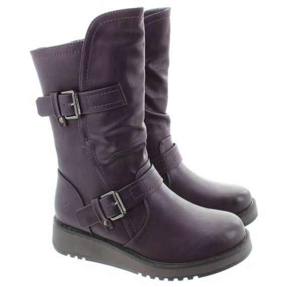 HEAVENLY FEET Ladies Hannah 2 Flat Calf Boots In Purple
