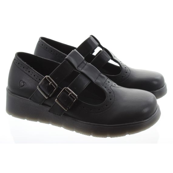 HEAVENLY FEET Ladies Mimosa Twin Bar Shoes In Black