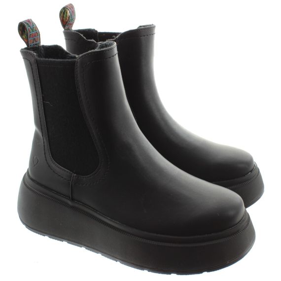 HEAVENLY FEET Ladies Nera Flatform Chelsea Boots In Black