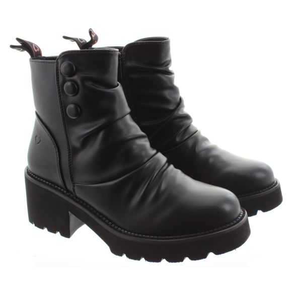 HEAVENLY FEET Ladies Sultan Button Ankle Boots In Black