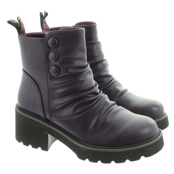 HEAVENLY FEET Ladies Sultan Button Ankle Boots In Purple 