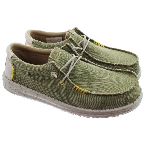 HEY_DUDE Mens Wally Coastline Jute In Olive Green