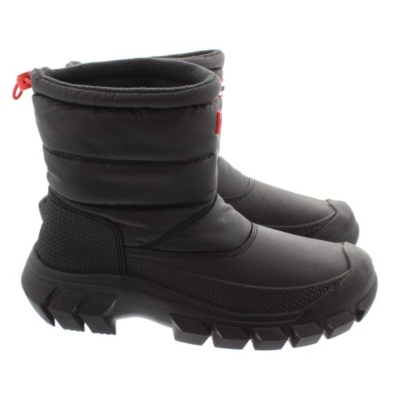 HUNTER Mens Intrepid Short Snow Boots In Black 