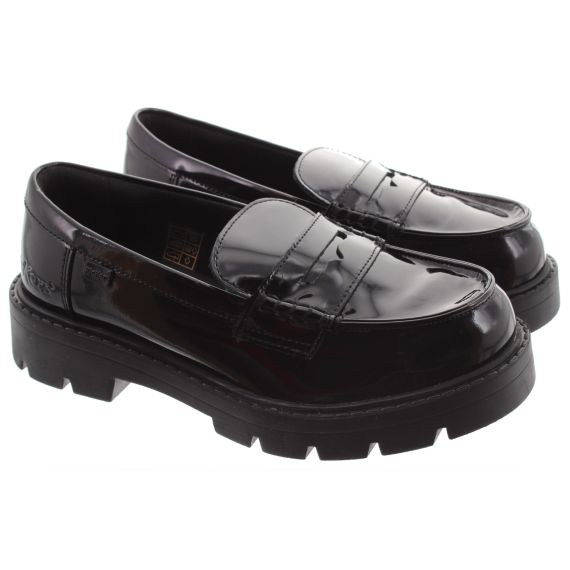 KICKERS Youths Kori School Loafers In Black Patent 