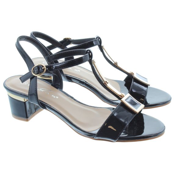 LUNAR Ladies Blaze Patent Sandals In Black