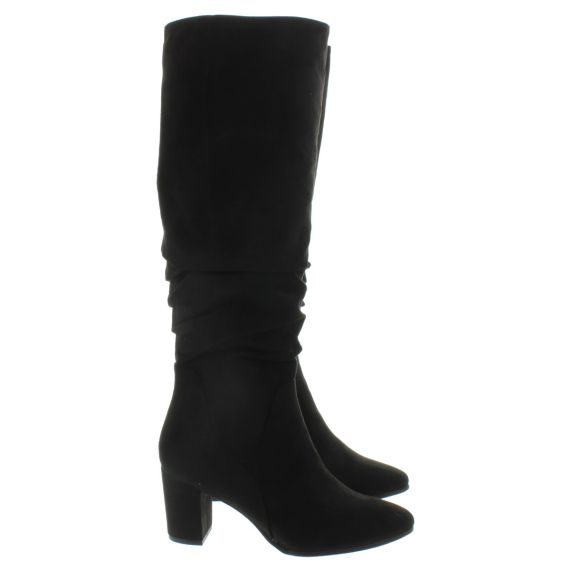 MARCO TOZZI Ladies 25519 Heel Knee Boots In Black