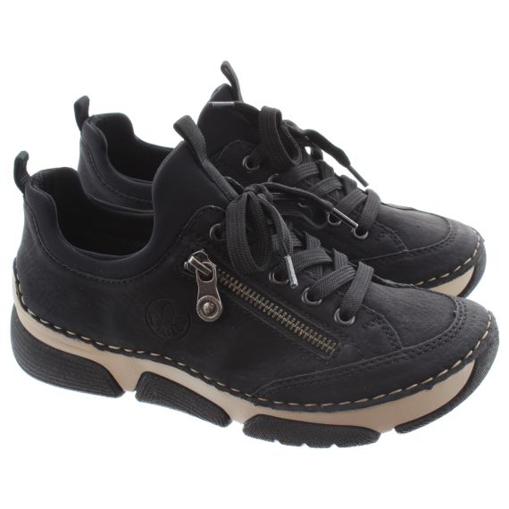 RIEKER Ladies 45973 Lace Shoes In Black