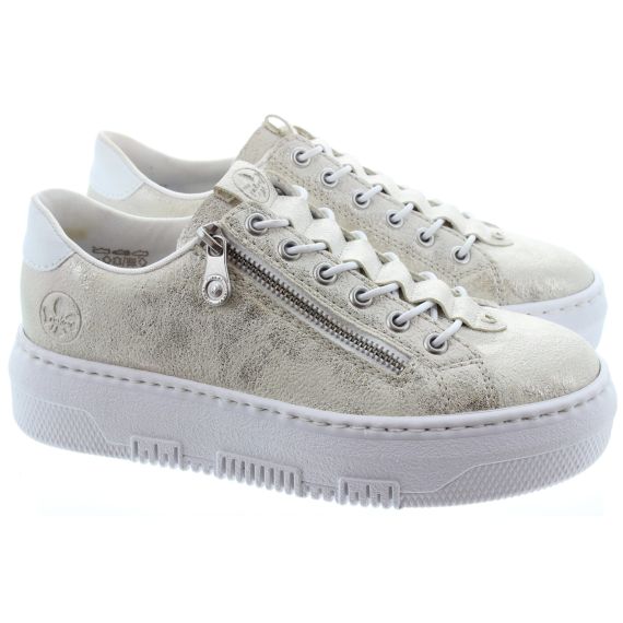 RIEKER Ladies M1953 Flatform Trainers In Gold