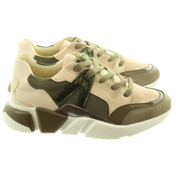 Ladies 2001 Lace Trainers In Khaki