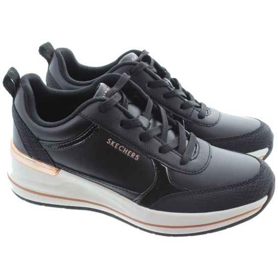 SKECHERS Ladies 177345 Billion Wedge Trainers In Black