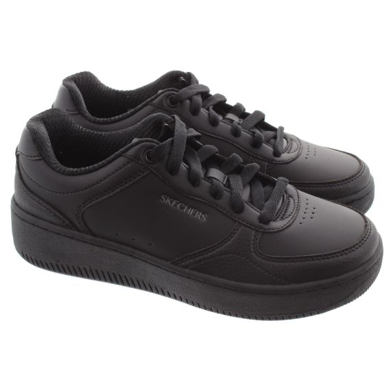SKECHERS Ladies Sport Court 92 Trainers In Black