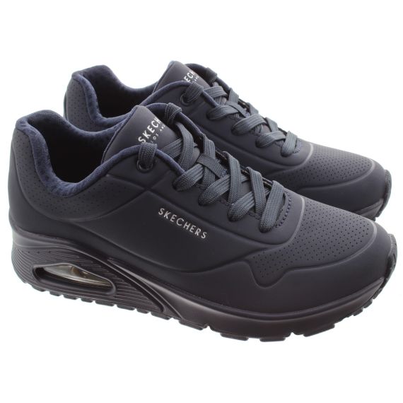 SKECHERS Ladies Uno Lace Trainers In Dark Navy