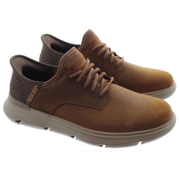 SKECHERS Mens Wide Fit 205046 Garza Gervin Slip Ins Shoes In Brown