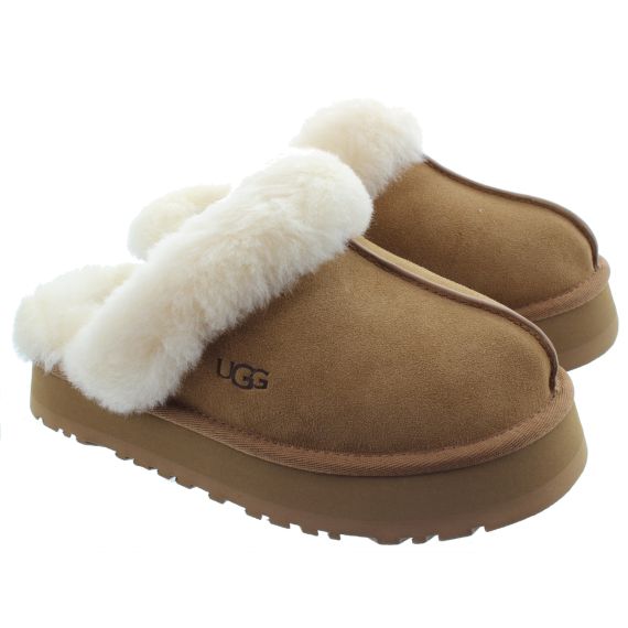 UGG Ladies Disquette Mules In Chestnut